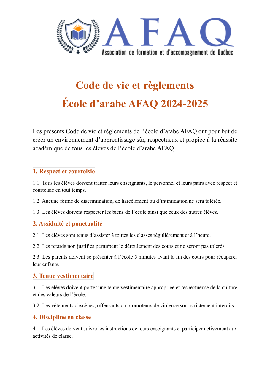 Aperçu du code de vie